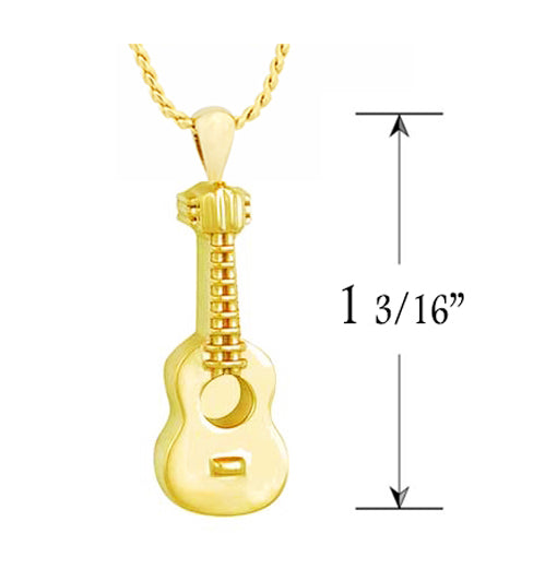 Acoustic Guitar 10KT or 14KT Gold Cremation Jewelry Urn - SHIPS NOW