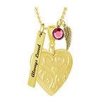 Gold Double Sided Heart Ash Pendant Urn - Love Charms Option