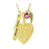 Gold Double Sided Heart Ash Pendant Urn - Love Charms Option