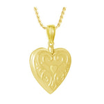 Gold Double Sided Heart Ash Pendant Urn - Love Charms Option