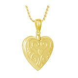Gold Double Sided Heart Ash Pendant Urn - Love Charms Option