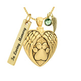 Paws Heart Gold Jewelry Ash Urn - Love Charms™ Option