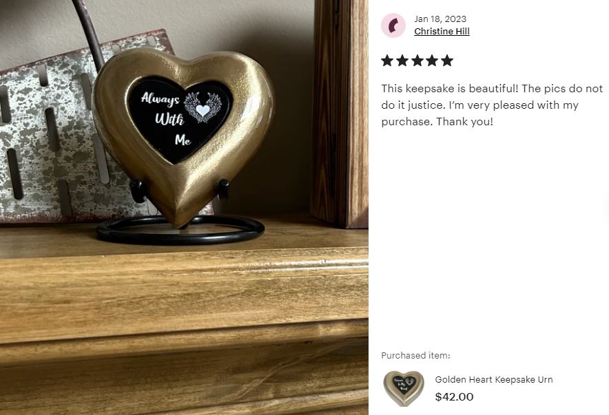 Forever Brass Heart Keepsake Urn - Free Engraving