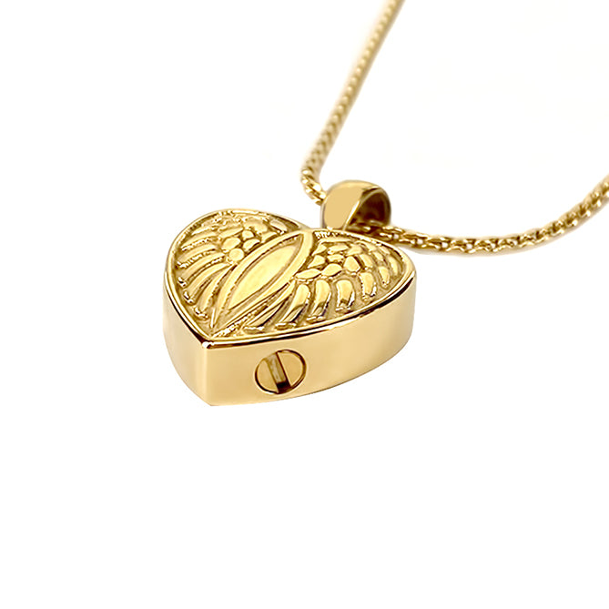 Angel of Protection Gold Heart Jewelry Urn - Love Charms™ Option