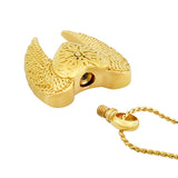 Heart Wings Gold Cremation Pendant Urn - Love Charms Option