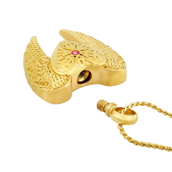 Heart Wings Pink Cremation Pendant Urn - Love Charms Option