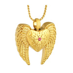 Heart Wings Pink Cremation Pendant Urn - Love Charms Option