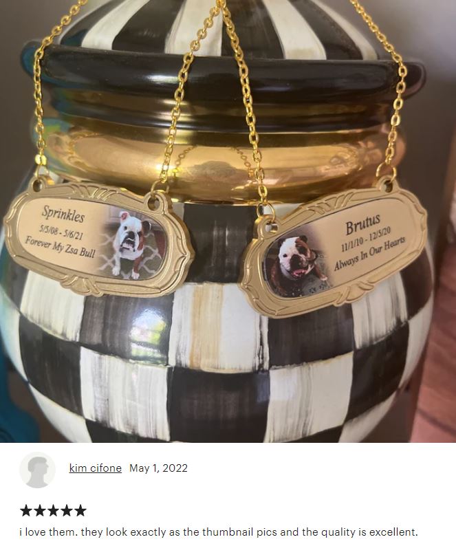 Photo Gold Medallion Urn Name Plates - Birth & Passing Stone Option