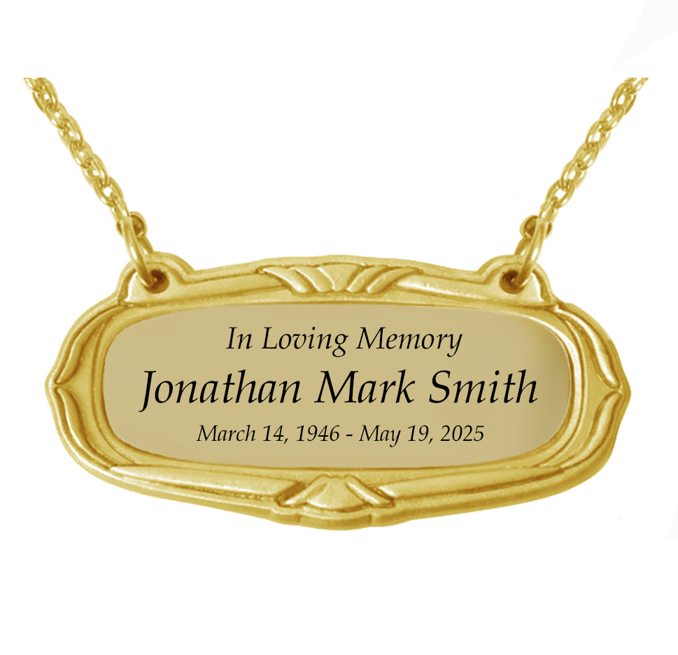 Gold Medallion Urn Name Plates - Birth & Passing Stone Option