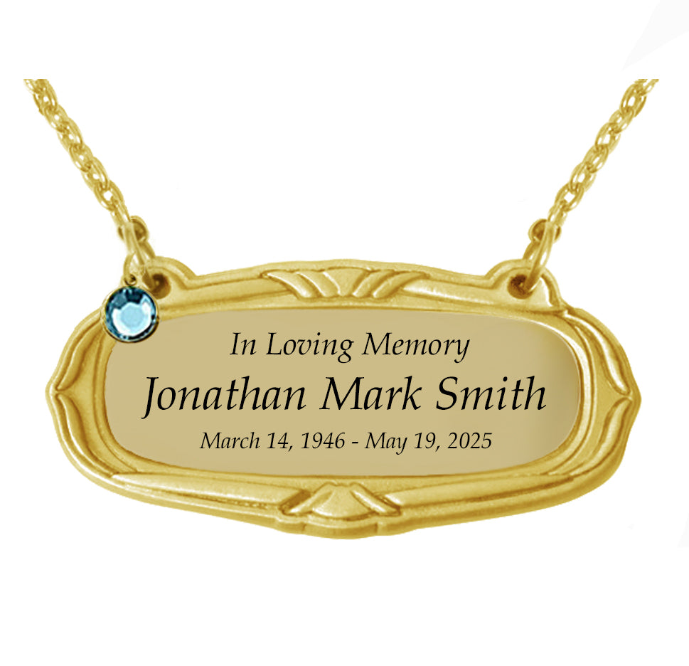 Gold Medallion Urn Name Plates - Birth & Passing Stone Option