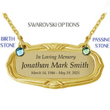 Gold Medallion Urn Name Plates - Birth & Passing Stone Option