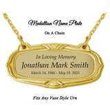 Gold Medallion Urn Name Plates - Birth & Passing Stone Option