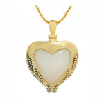 Angel Wings Moonstone Gold Pendant Ash Urn - Love Charms® Option