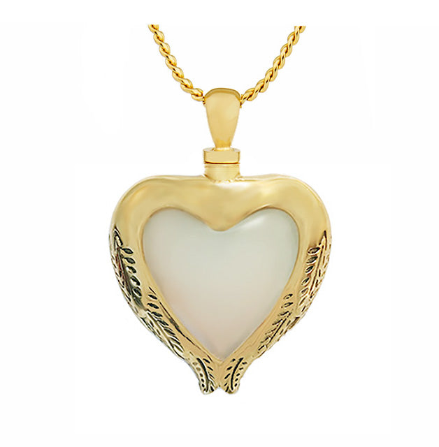 Angel Wings Moonstone Gold Pendant Ash Urn - Love Charms® Option