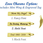Gold Double Sided Heart Ash Pendant Urn - Love Charms Option