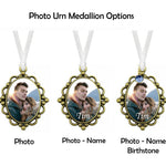 Gold Frame Photo Urn Medallion - Name & Birthstone Option