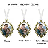 Gold Frame Photo Urn Medallion - Name & Birthstone Option