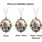 Gold Frame Photo Urn Medallion - Name & Birthstone Option