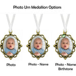 Gold Frame Photo Urn Medallion - Name & Birthstone Option