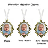 Gold Frame Photo Urn Medallion - Name & Birthstone Option