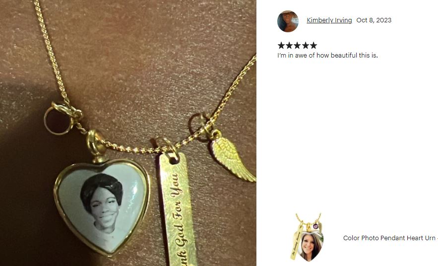Gold Photo Pendant Heart Jewelry Urn - Love Charms® Option