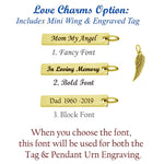 Always In My Heart Cremation Pendant Urn - Love Charms Option