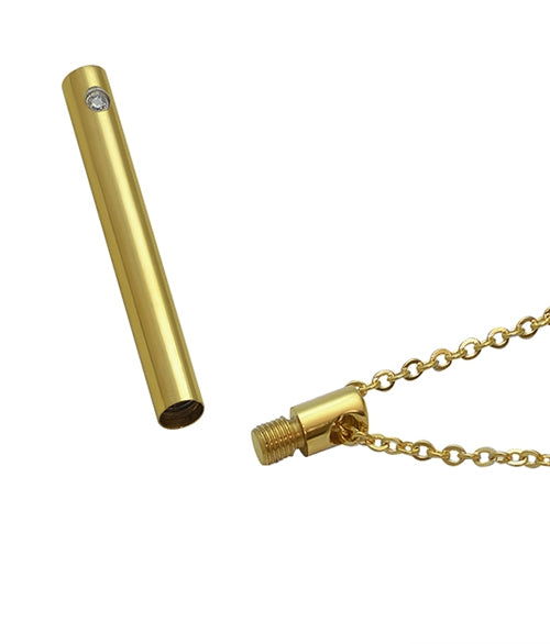 Gold Slender Cylinder Cremation Jewelry Urn
