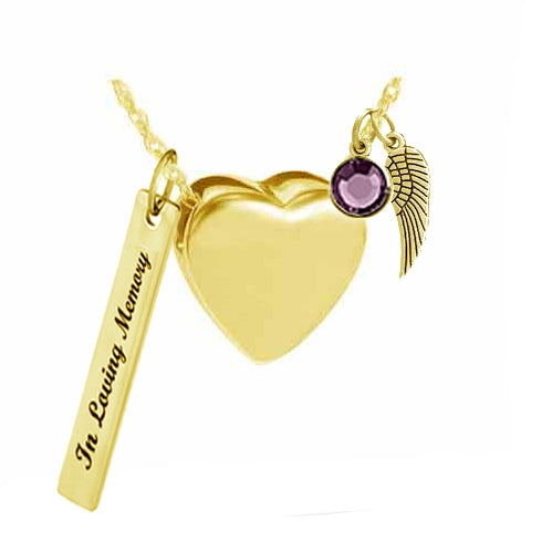 Heart Gold Slider Cremation Ash Urn - Love Charms Option