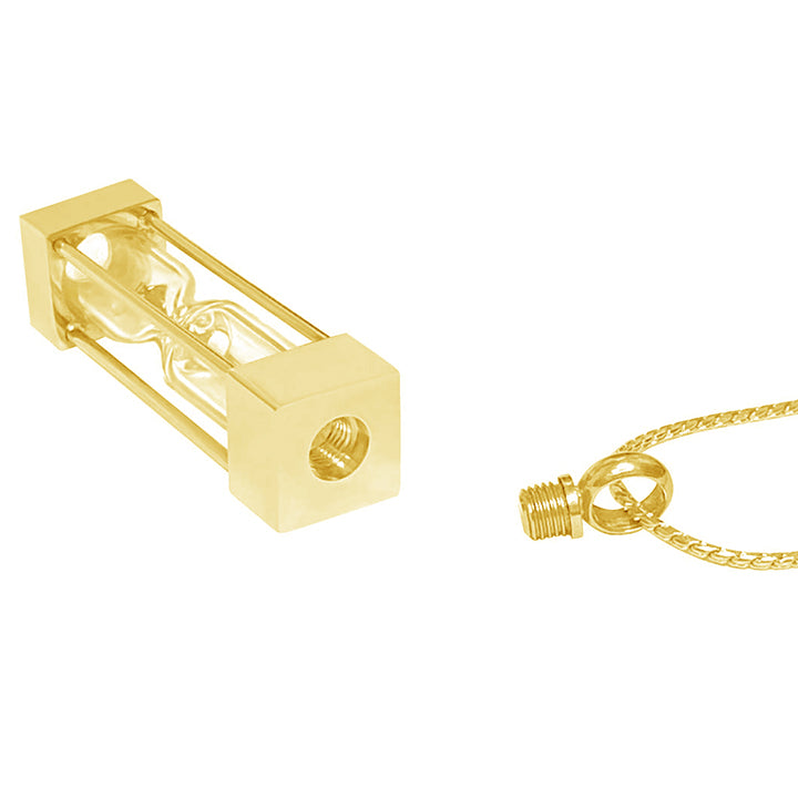 Hourglass Square Gold Necklace Ash Urn - Love Charms® Option