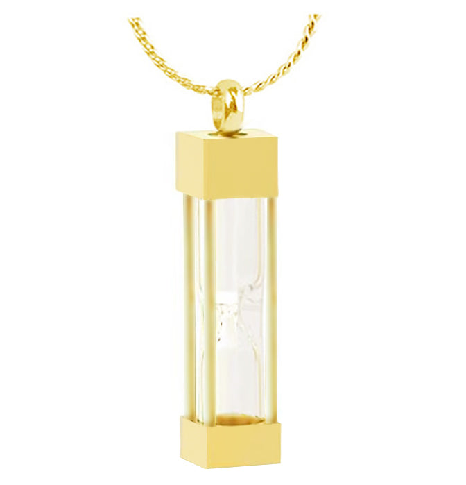 Hourglass Square Gold Necklace Ash Urn - Love Charms® Option