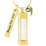 Hourglass Square Gold Necklace Ash Urn - Love Charms™ Option 
