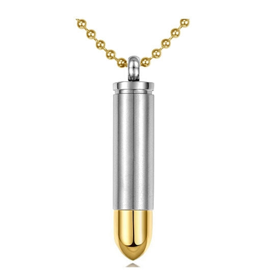 Gold Tip Bullet 357 Magnum Pendant Urn - Love Charms Option