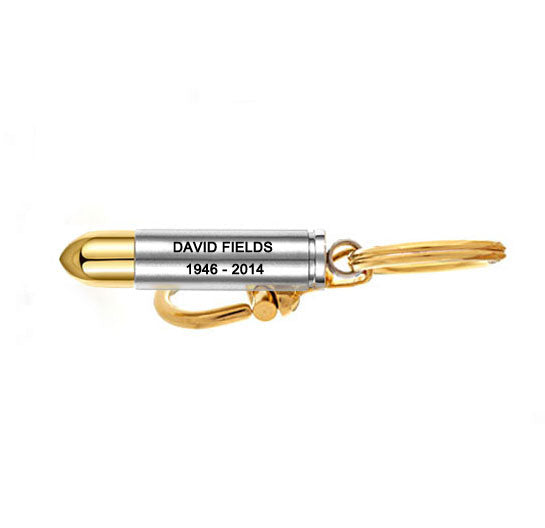 Gold Tipped Bullet 357 Magnum Key Chain Urn Engraved
