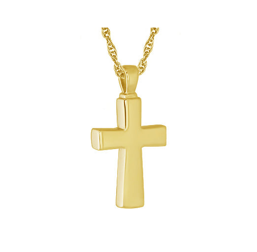 Golden Cross Cremation Pendant Urn - Love Charms™ Option