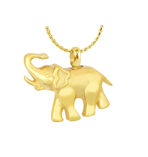 Golden Happy Elephant Pendant Ash Urn - Love Charms Option