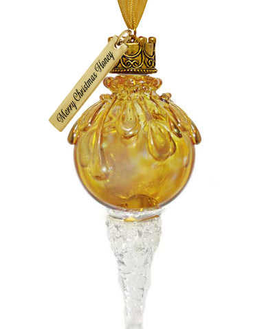 Golden Snowball Icicle Ornament Keepsake - Love Charms® Option