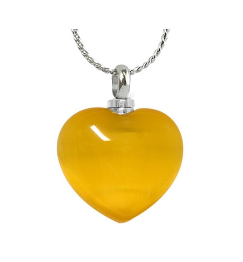 Cat's Eye Golden Ash Necklace Urn - Love Charms Option