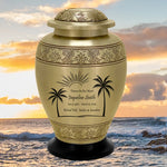 Golden Palm Trees Adult Cremation Urn - Pro Diamond Engraving