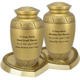 Gold Winged Companion Urns Heart Base Urns for Mom And Dad