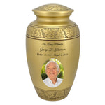 Golden Wings Photo Cremation Adult Urn - Tribute Wreath™ - Pro Personalization - Burial Vault Option