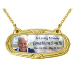 Photo Gold Medallion Urn Name Plates - Birth & Passing Stone Option