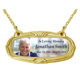 Photo Gold Medallion Urn Name Plates - Birth & Passing Stone Option