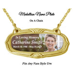 Photo Gold Medallion Urn Name Plates - Birth & Passing Stone Option