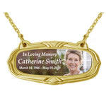 Photo Gold Medallion Urn Name Plates - Birth & Passing Stone Option