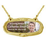 Photo Gold Medallion Urn Name Plates - Birth & Passing Stone Option