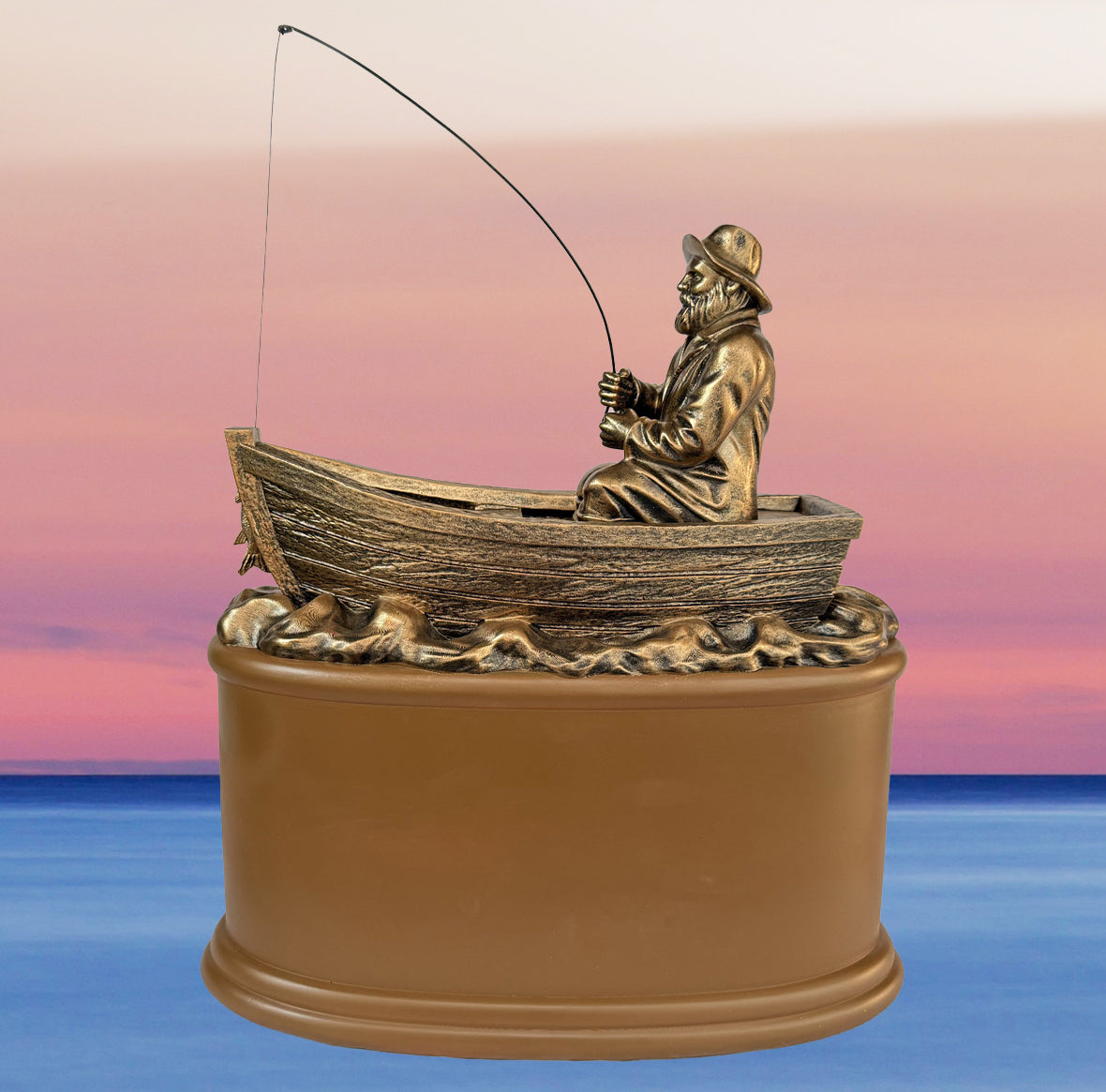 Gone Fishing Cremation Adult Fisherman Urn - Free Engraved Plate