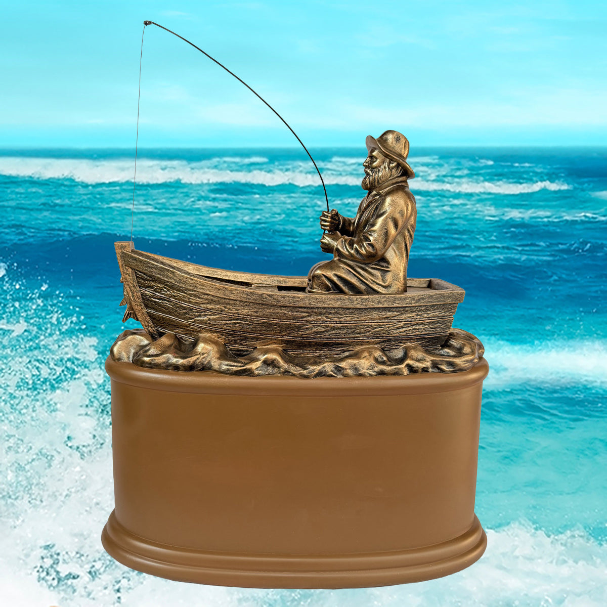 Gone Fishing Cremation Adult Fisherman Urn - Free Engraved Plate