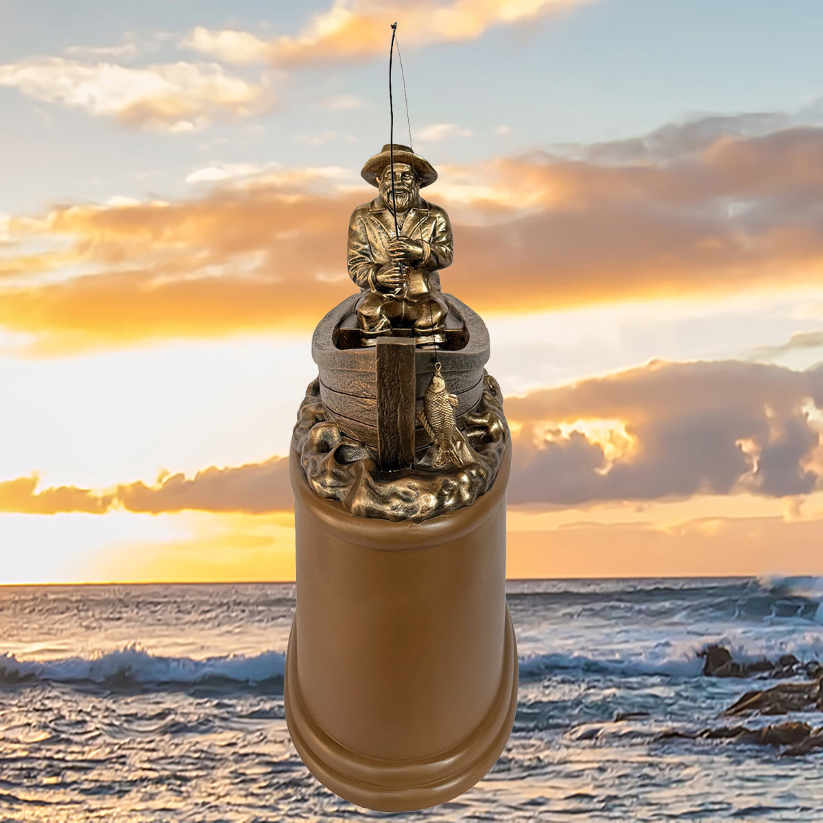 Gone Fishing Cremation Adult Fisherman Urn - Free Engraved Plate