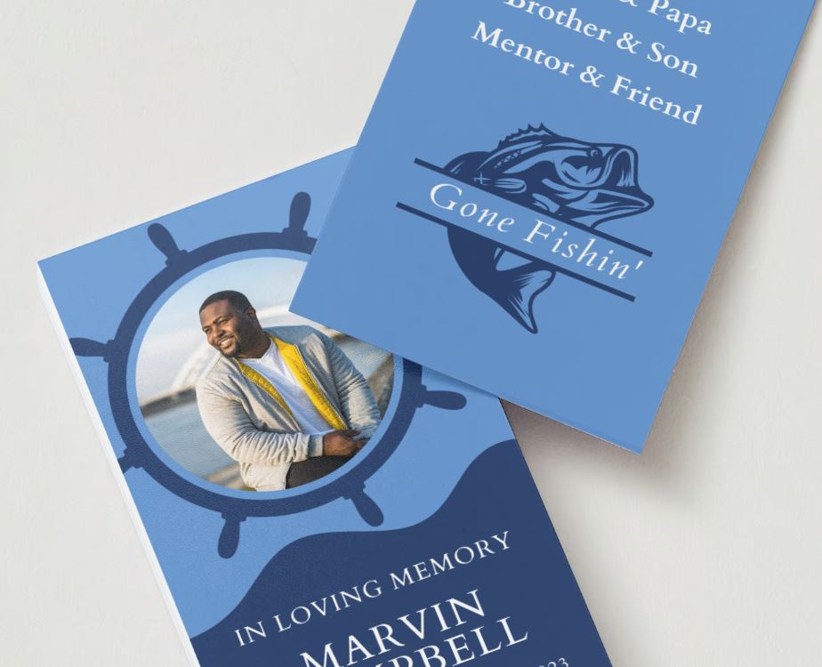 Gone Fishing Photo Memorial Cards - Funeral  Cards - Celebration of Life Cards