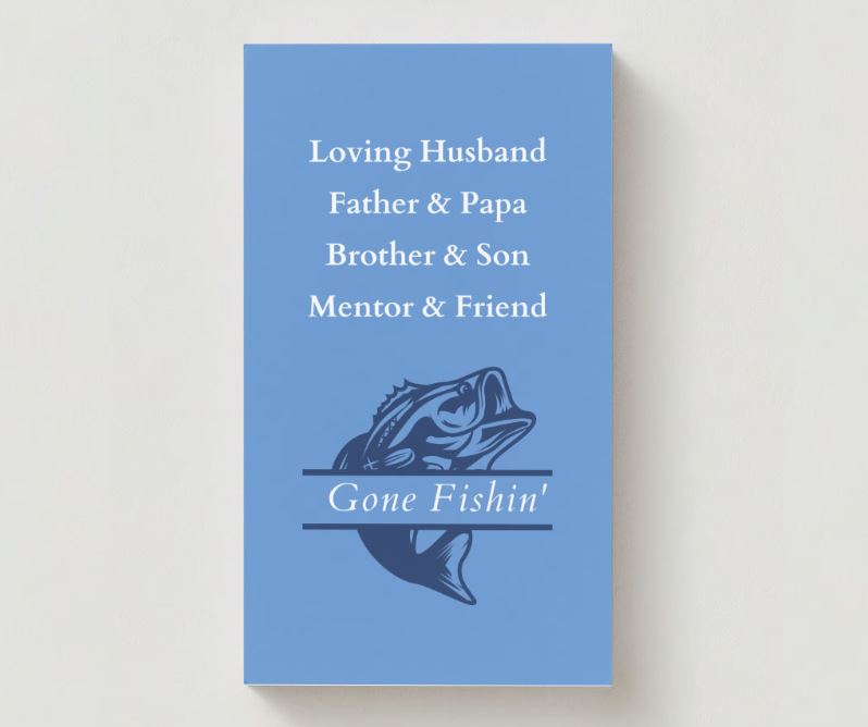 Gone Fishing Photo Memorial Cards - Funeral  Cards - Celebration of Life Cards